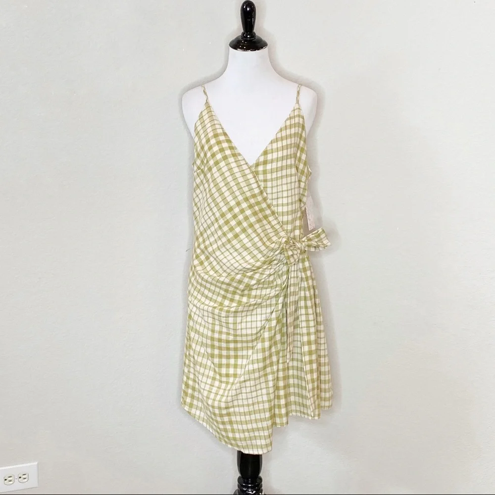 Free People Nodia Gingham Wrap Dress Size 10 - Picture 3 of 9